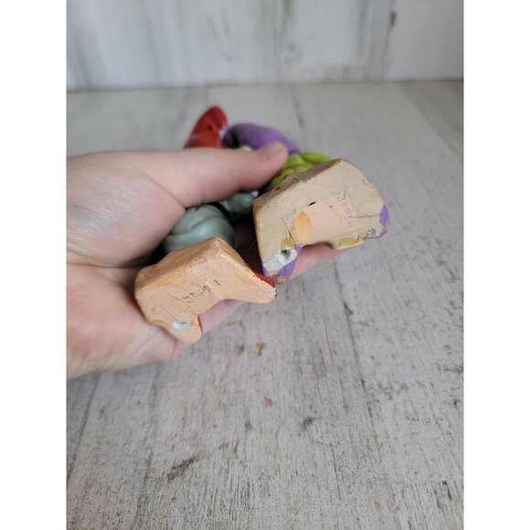 Japan vintage elf gnome figure Xmas set wood chop unique decor - Picture 5 of 5